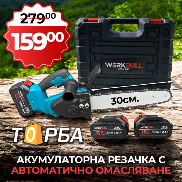 Акумулаторна Резачка за клони 36v с 30см. шина с Автоматично омасляване + подарък верига - 1