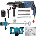 Промо Немски комплект Перфоратор 1200W + Строителен Миксер за бетон WerkBull 2400w - 1