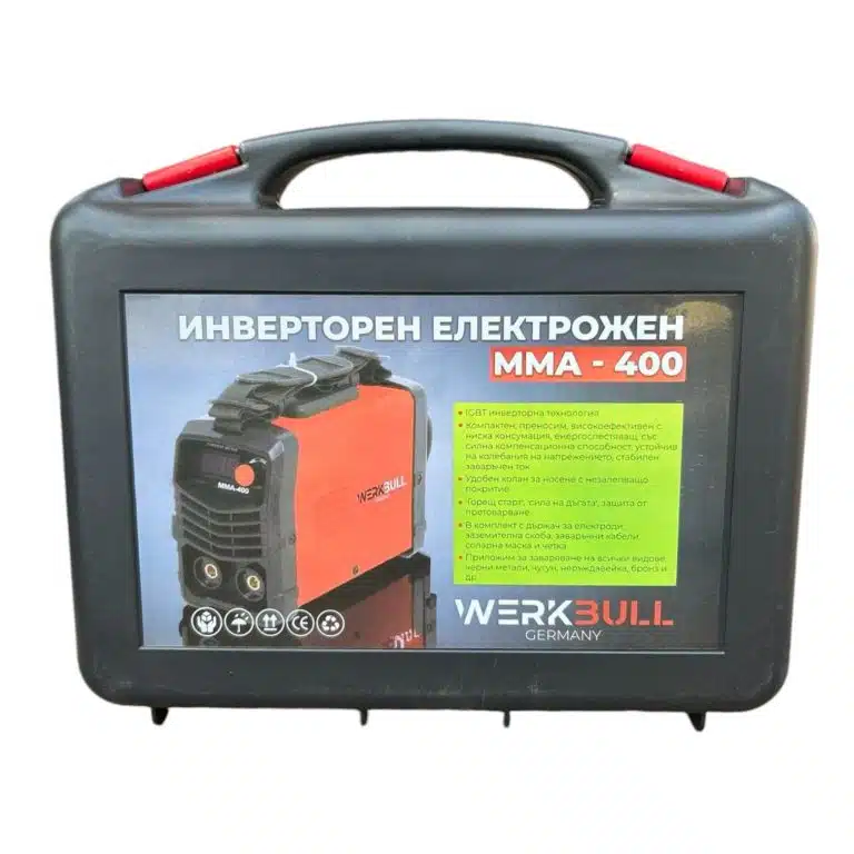 НЕМСКИ Инверторен Електрожен 400А WerkBull с дисплей и куфар + 7 подаръка - 5