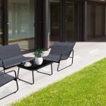 Градински мебели комплект 4 части, ратан Черен - 1