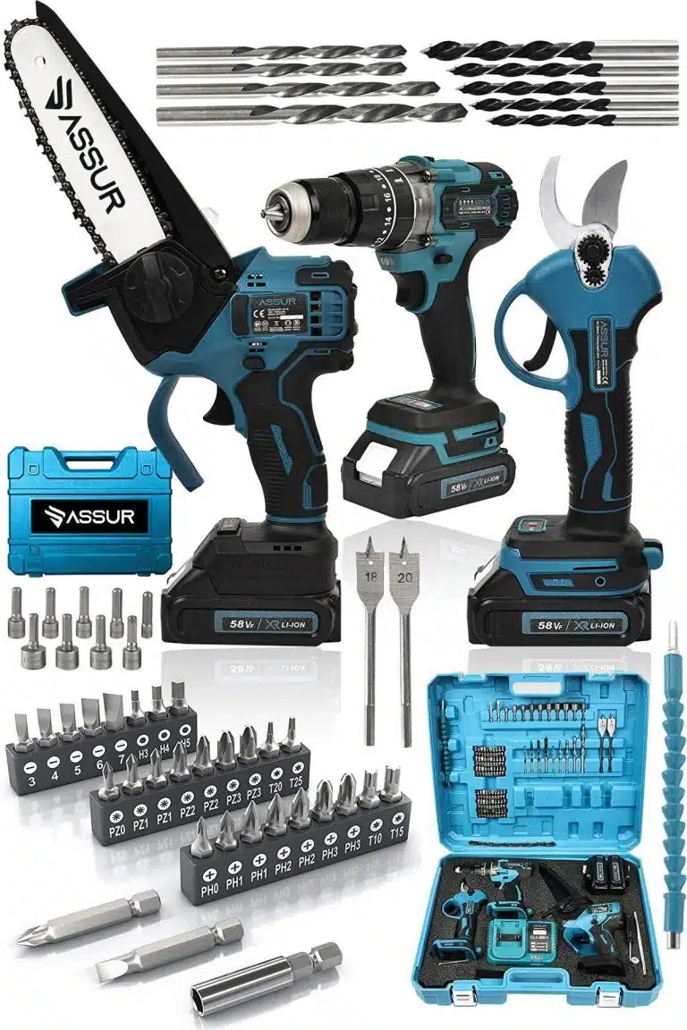 3В1 Безчеткова ножица, ударен винтоверт и безчеткова резачка с автоматично омасляване 36V 8AH В КУФАР - 1