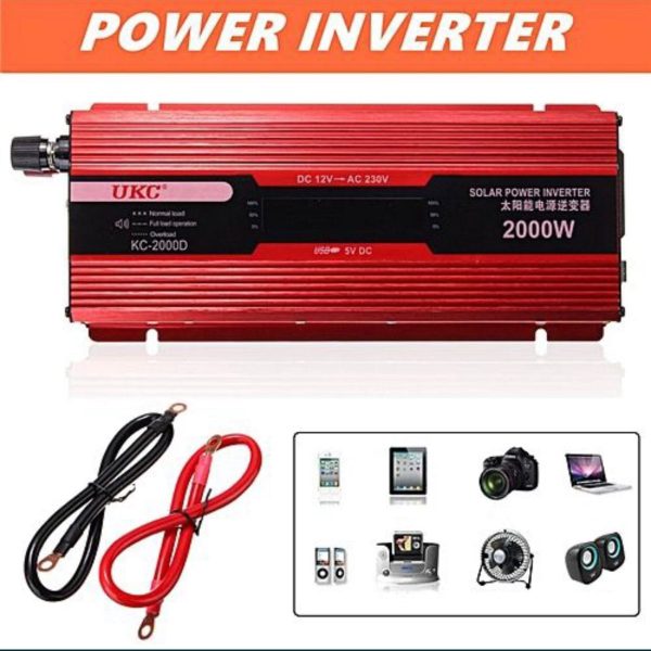 Инвертор на напрежение с дисплей от 12V на 220V с мощност от 2000W - 1