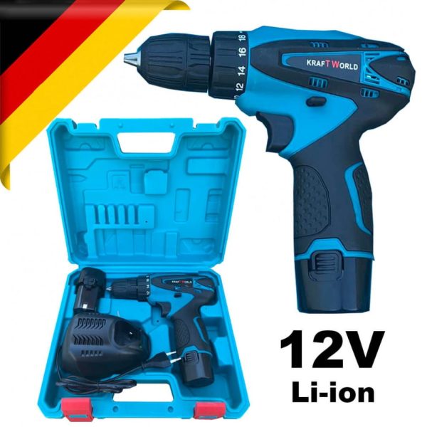 Акумулаторен двускоростен винтоверт WerkBull 12V Li-Ion, 2Ah - 1