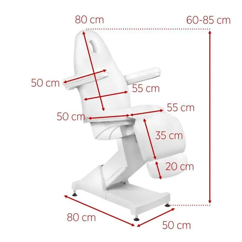 Електрически козметичен стол с 3 мотора - бял Basic 158 - product 2493532