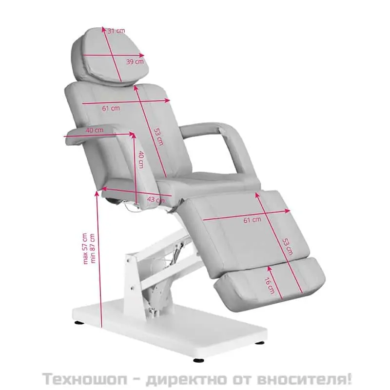 Електрически козметичен стол с 1 мотор - сив Basic 171